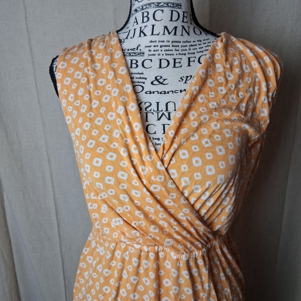 Merona Midi Dress Medium Floral Orange and White - Picture 2 of 6